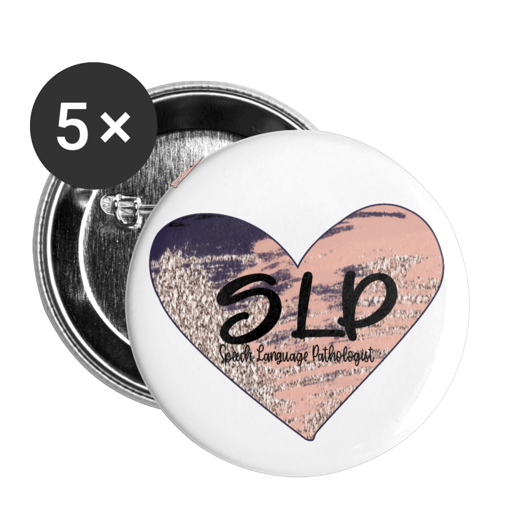 SLP Heart Buttons large 2.2'' (5-pack) - white