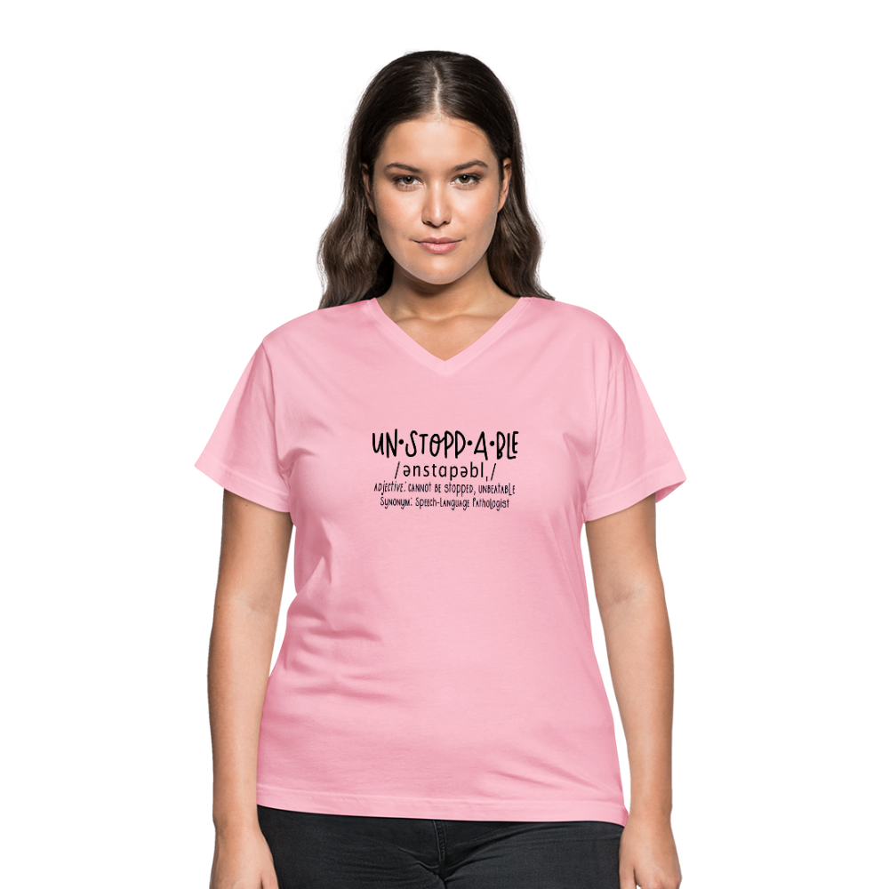 Unstoppable V-Neck T-Shirt - pink